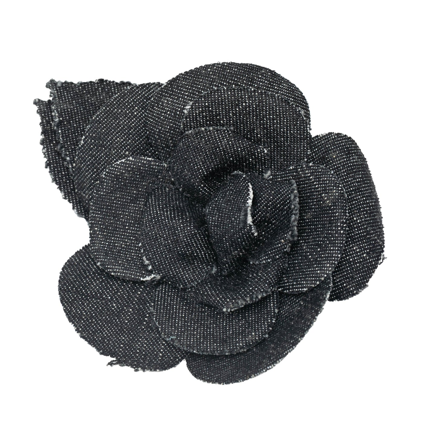 Gray Chanel Denim Camellia Brooch