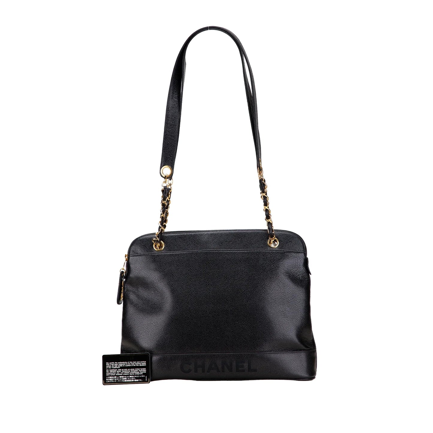Black Chanel Caviar Logo Shoulder Bag