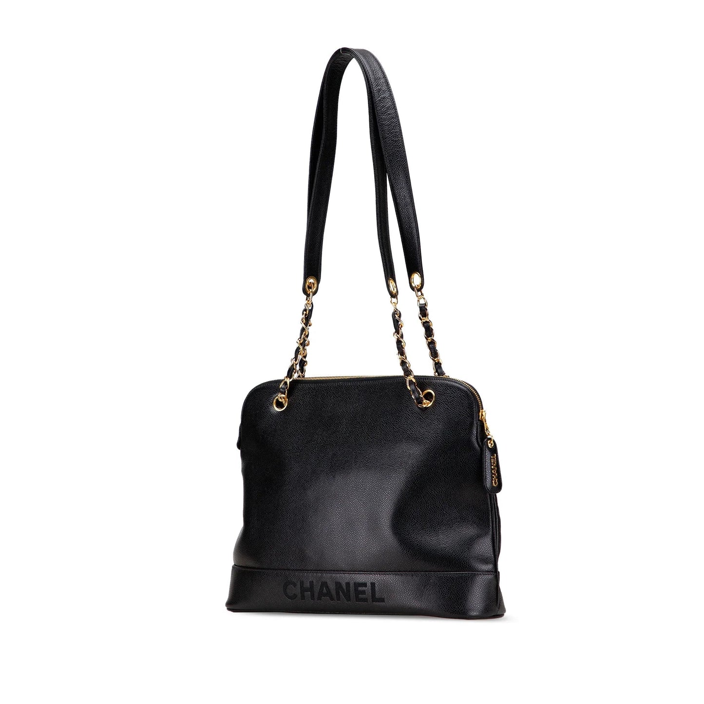 Black Chanel Caviar Logo Shoulder Bag