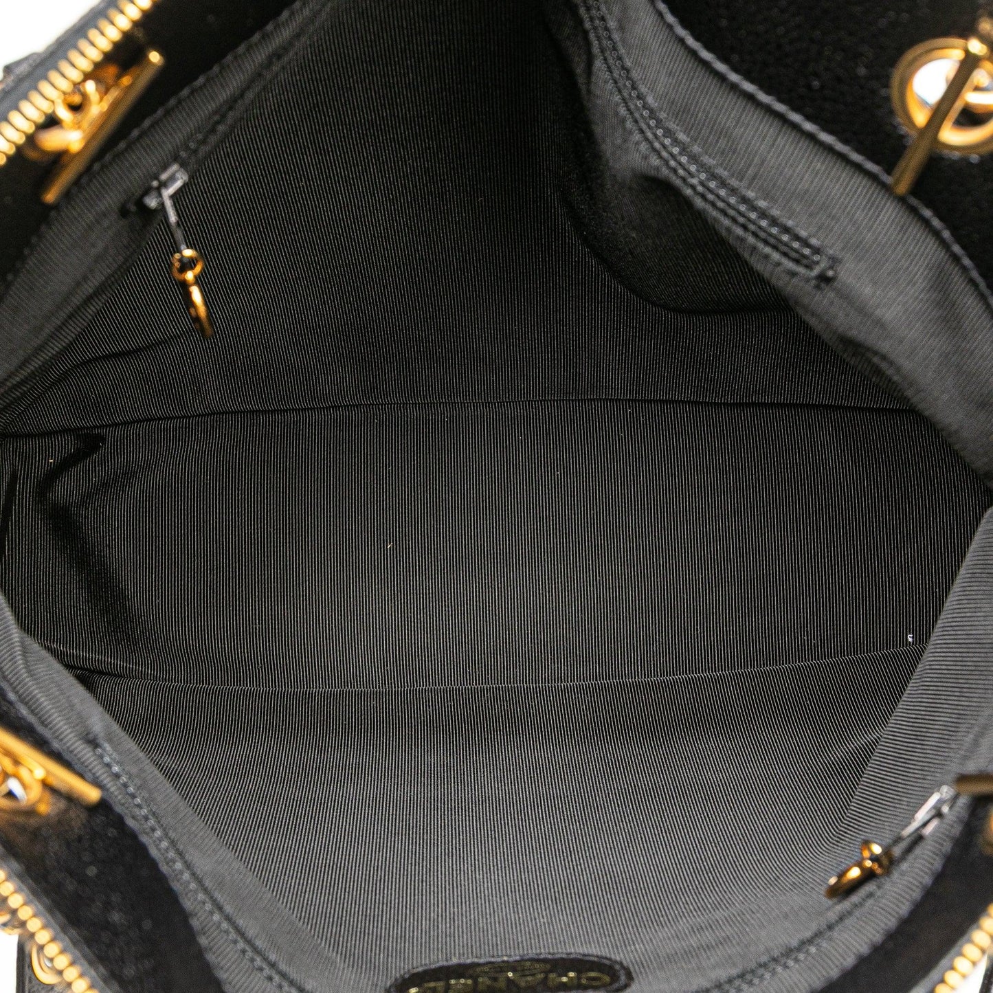Black Chanel Caviar Logo Shoulder Bag