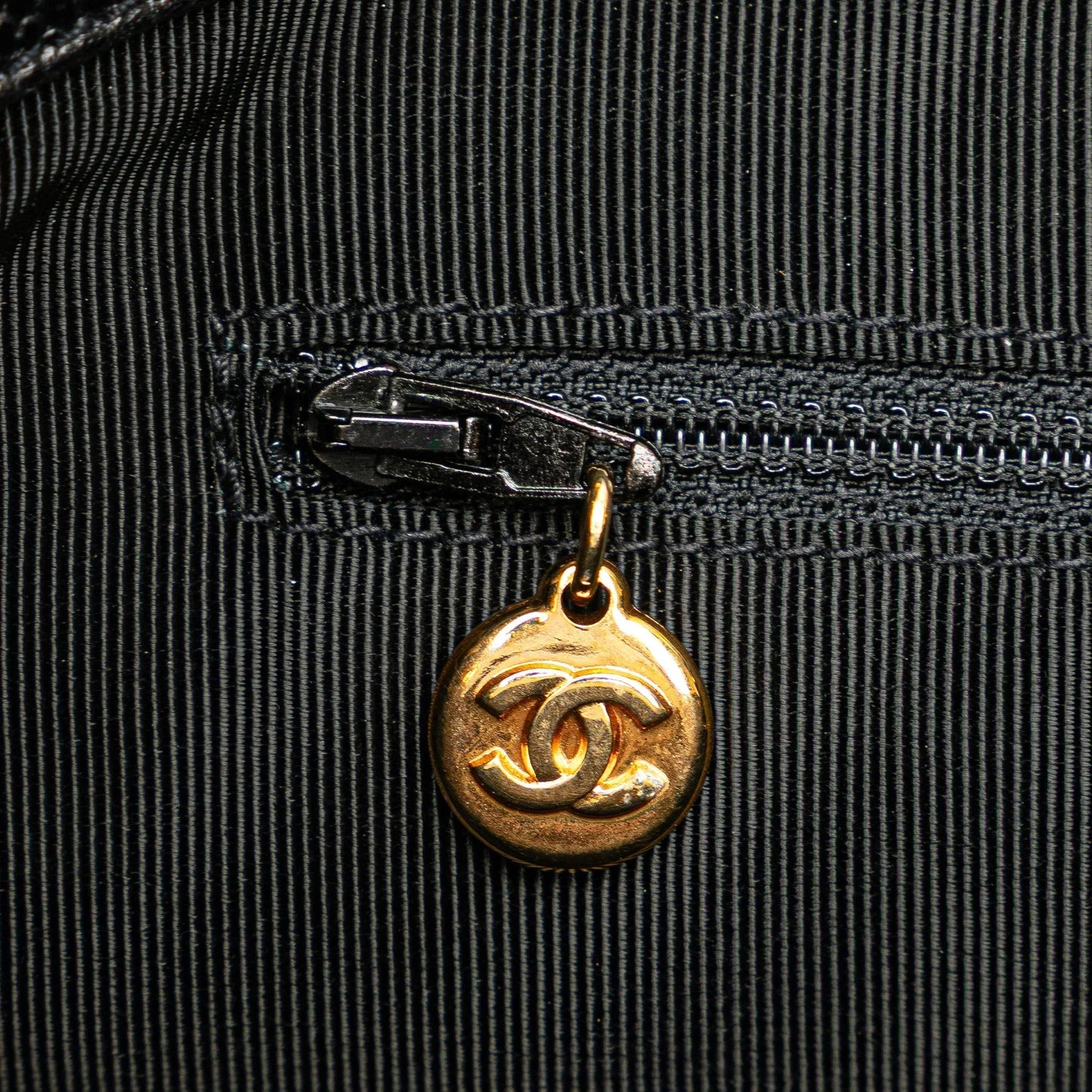 Black Chanel Caviar Logo Shoulder Bag