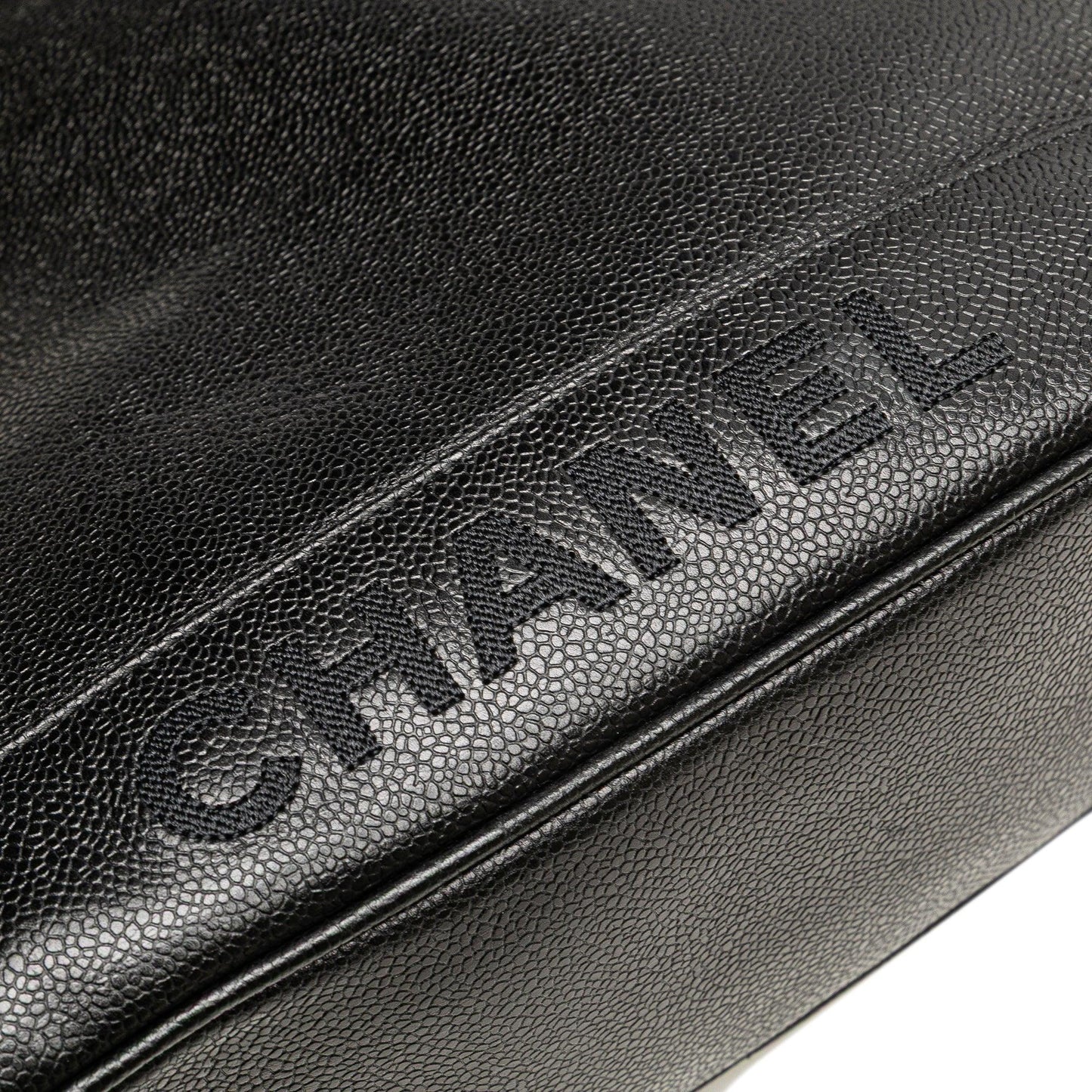 Black Chanel Caviar Logo Shoulder Bag