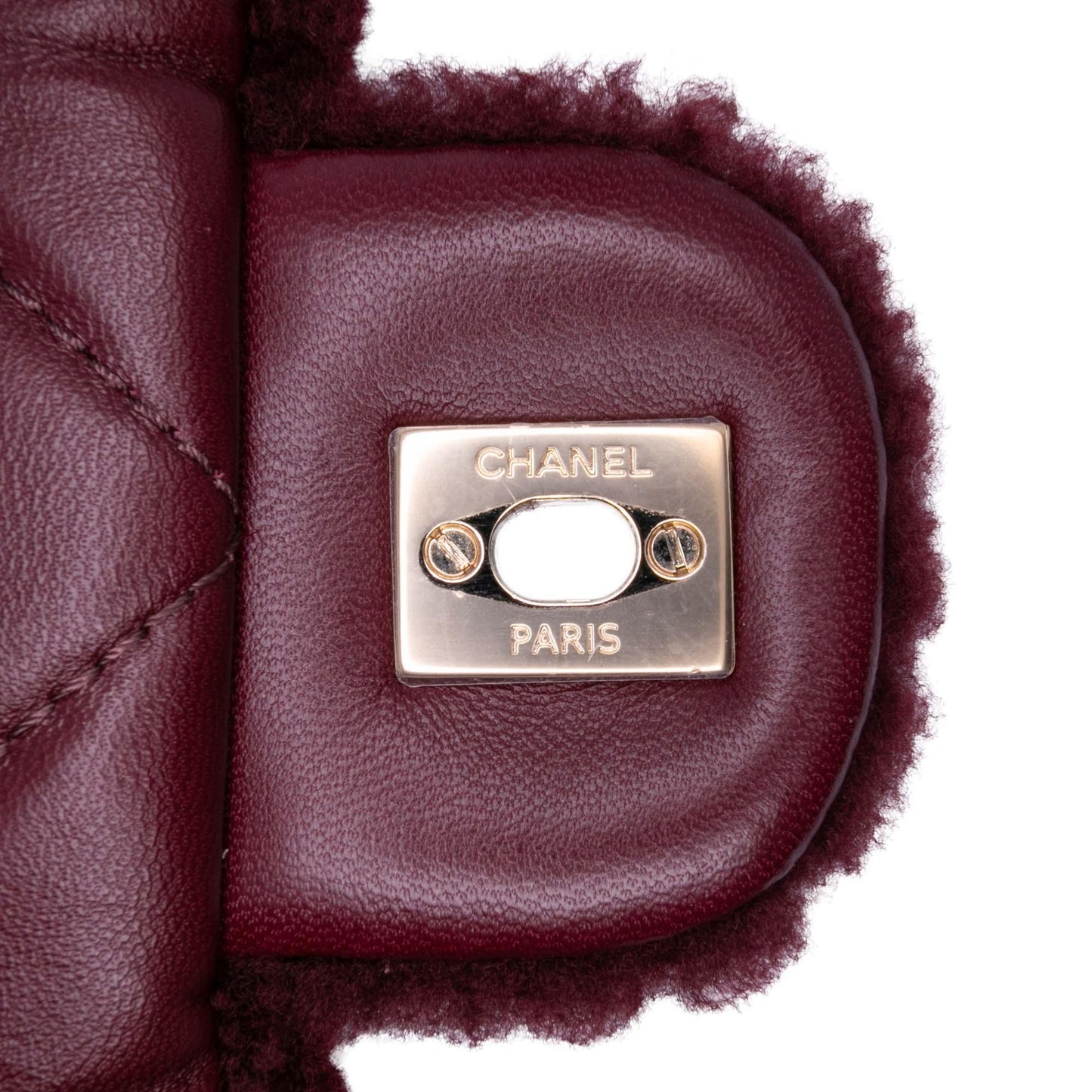 Red Chanel Medium Quilted Shearling Single Flap Shoulder Bag