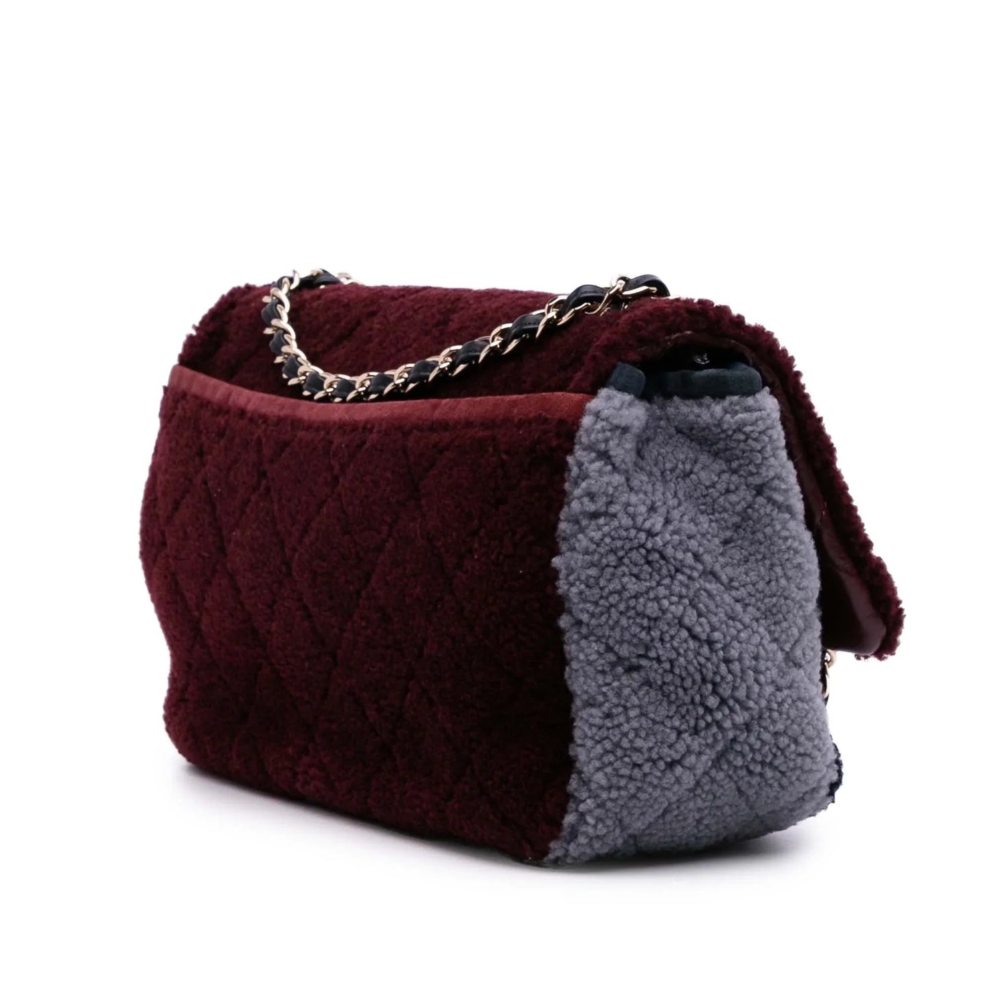 Red Chanel Medium Quilted Shearling Single Flap Shoulder Bag
