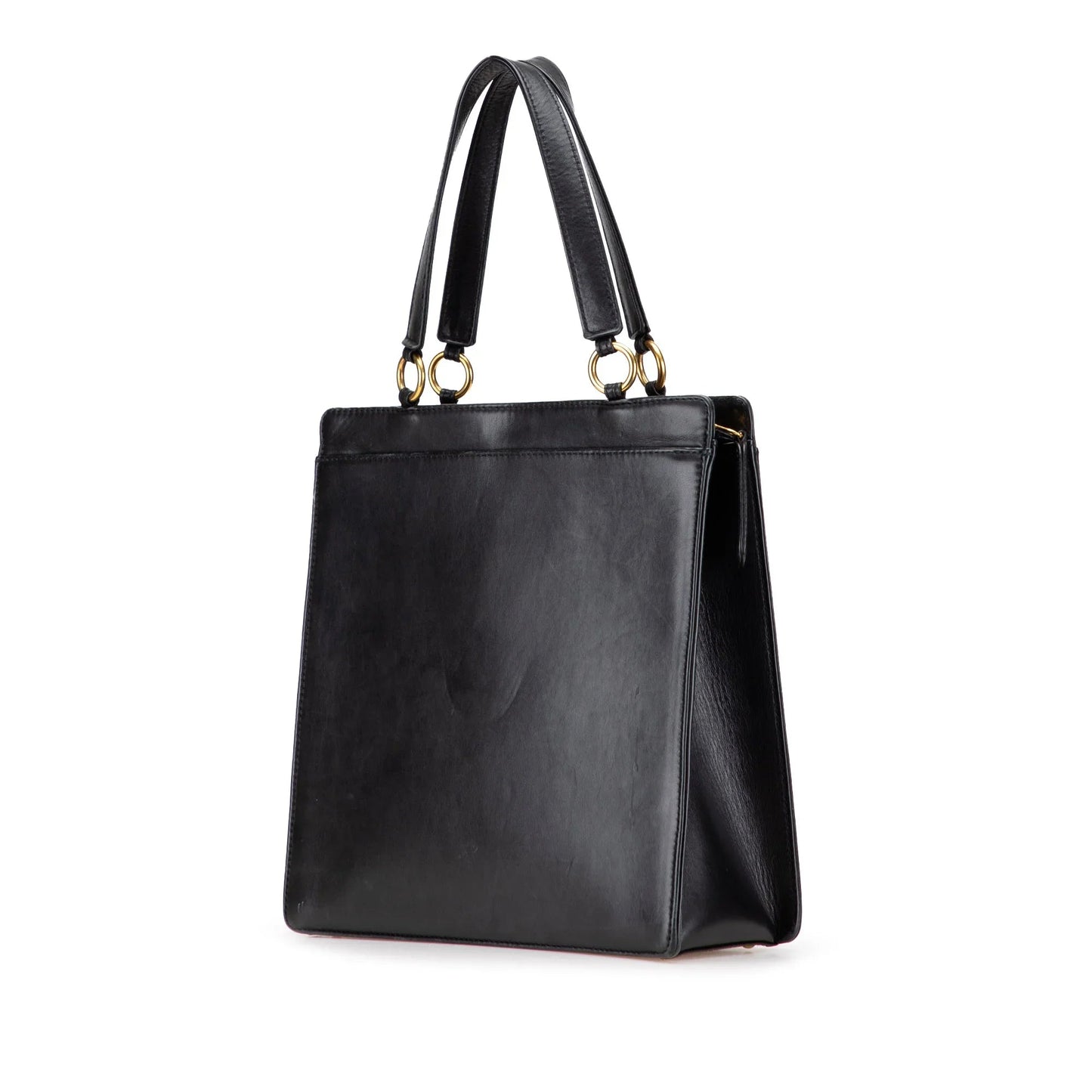 Black Chanel Lambskin Embroidered Logo Tote