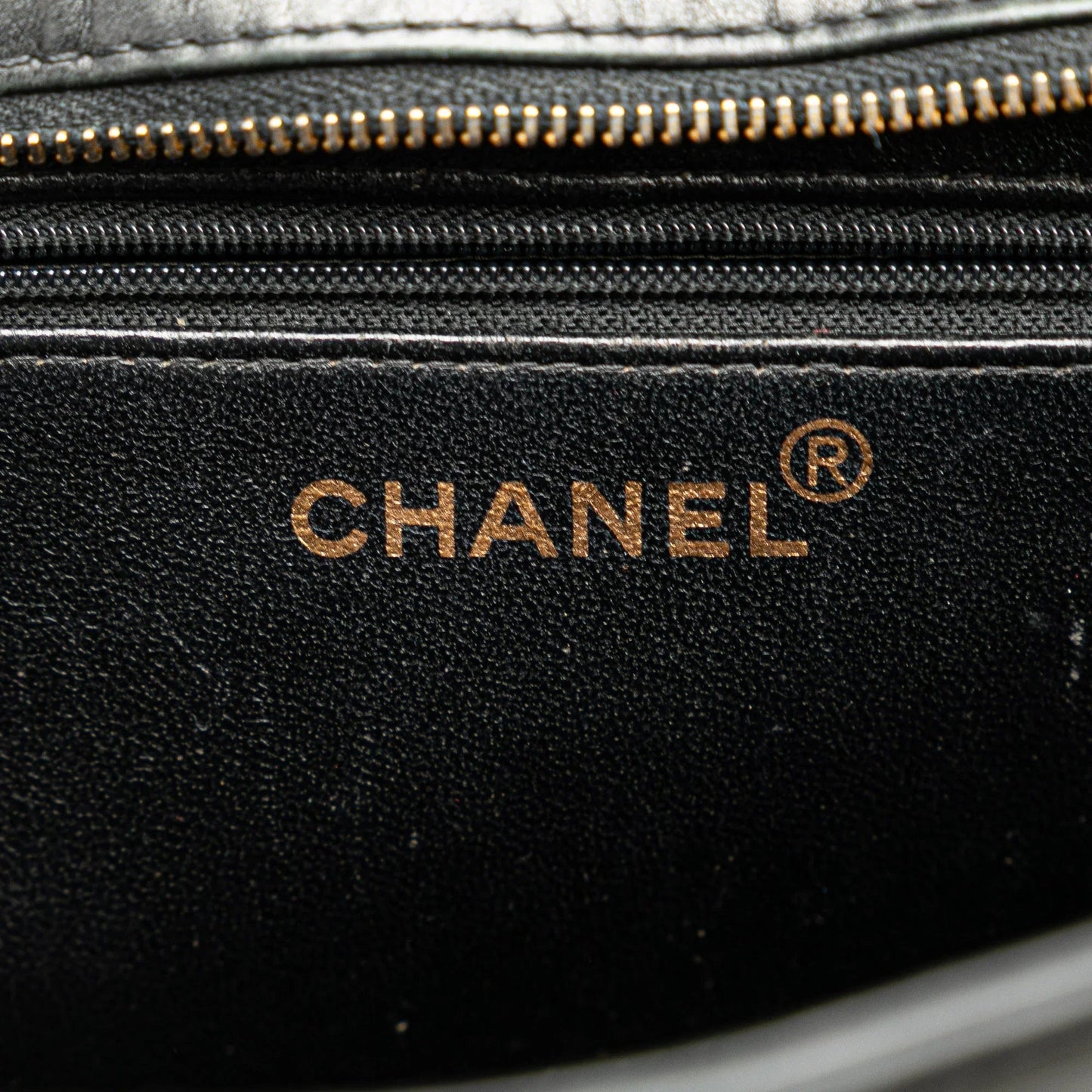 Black Chanel Lambskin Embroidered Logo Tote