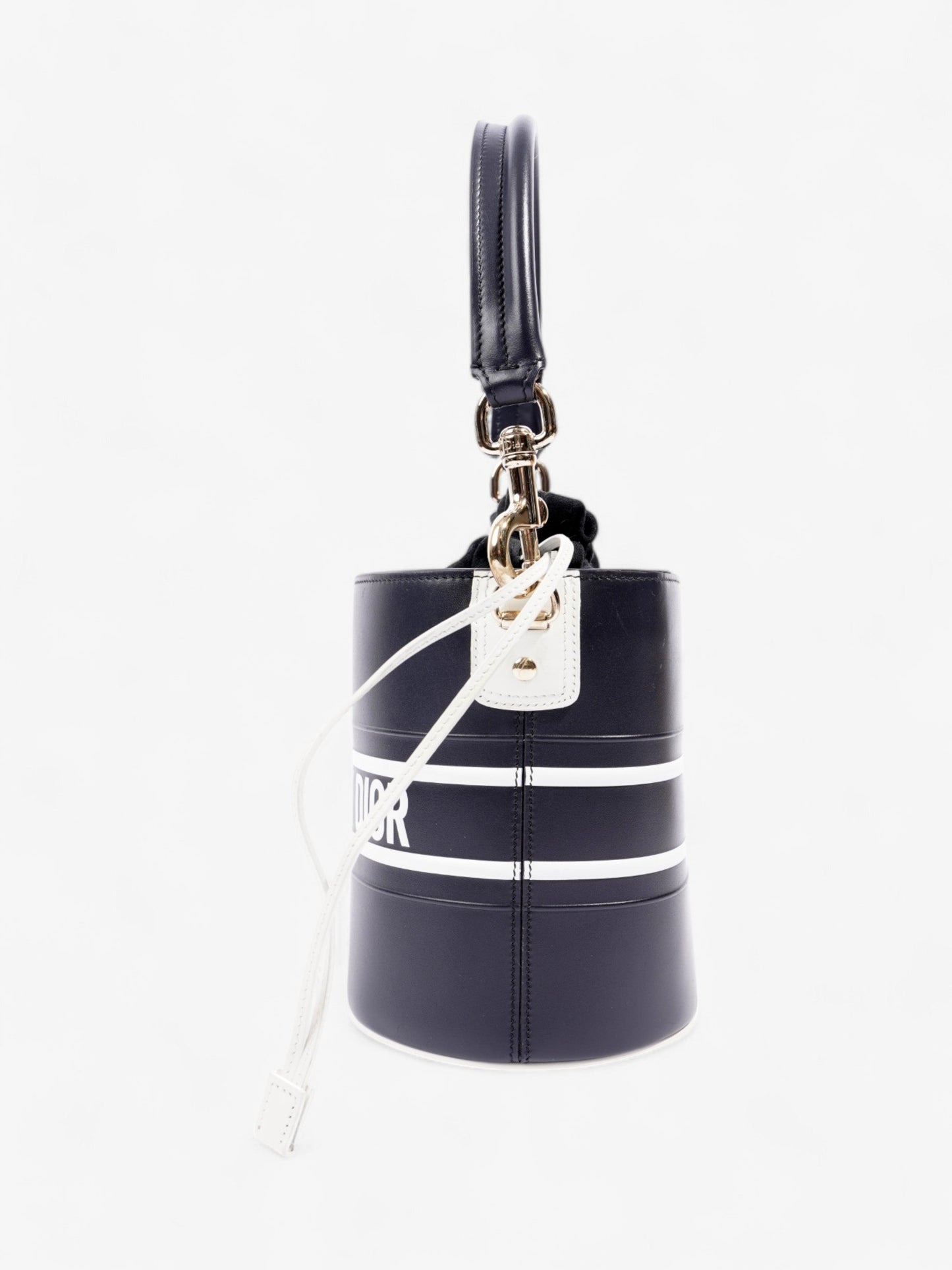 Christian Dior Vibe Bucket Bag Navy / White Calfskin Leather Small