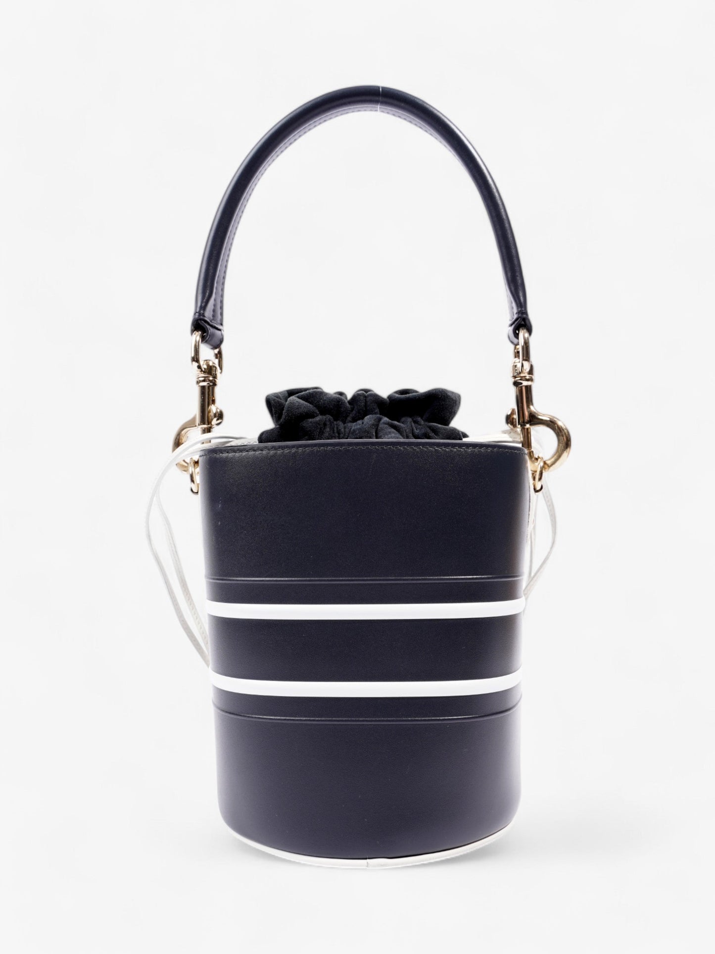 Christian Dior Vibe Bucket Bag Navy / White Calfskin Leather Small