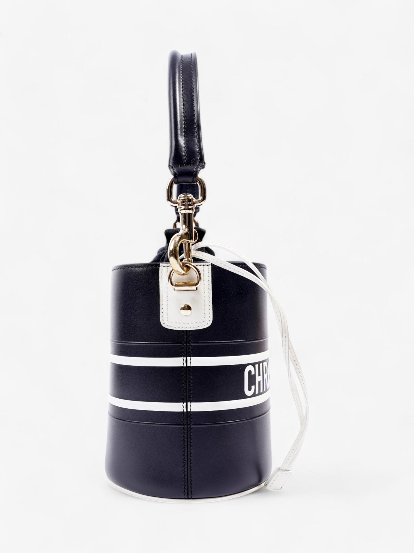Christian Dior Vibe Bucket Bag Navy / White Calfskin Leather Small