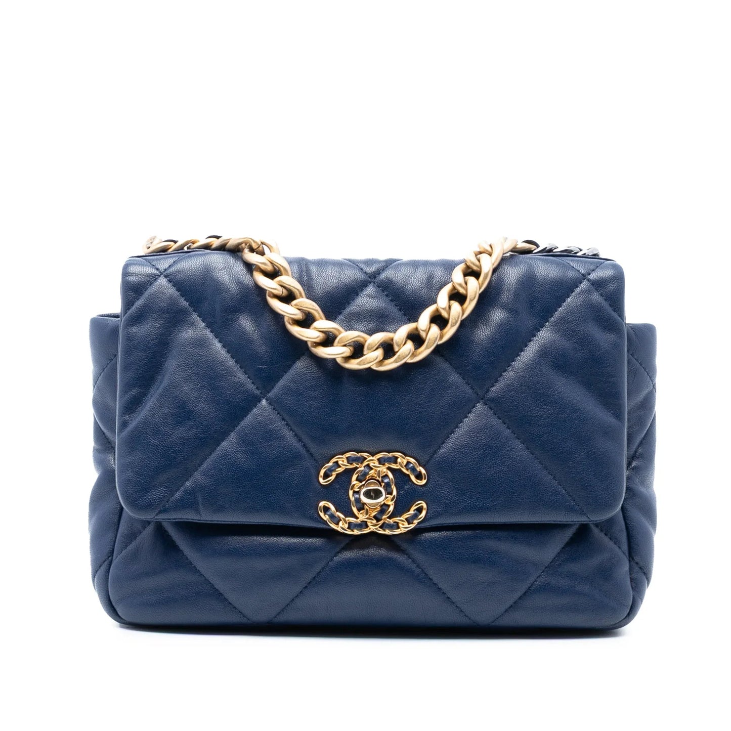 Blue Chanel Medium Lambskin 19 Flap Satchel