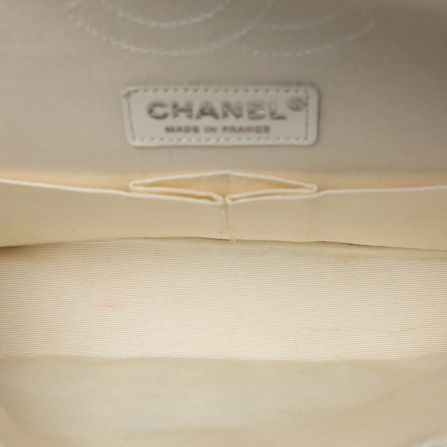 White Chanel Medium Classic Embroidered Canvas Double Flap Shoulder Bag