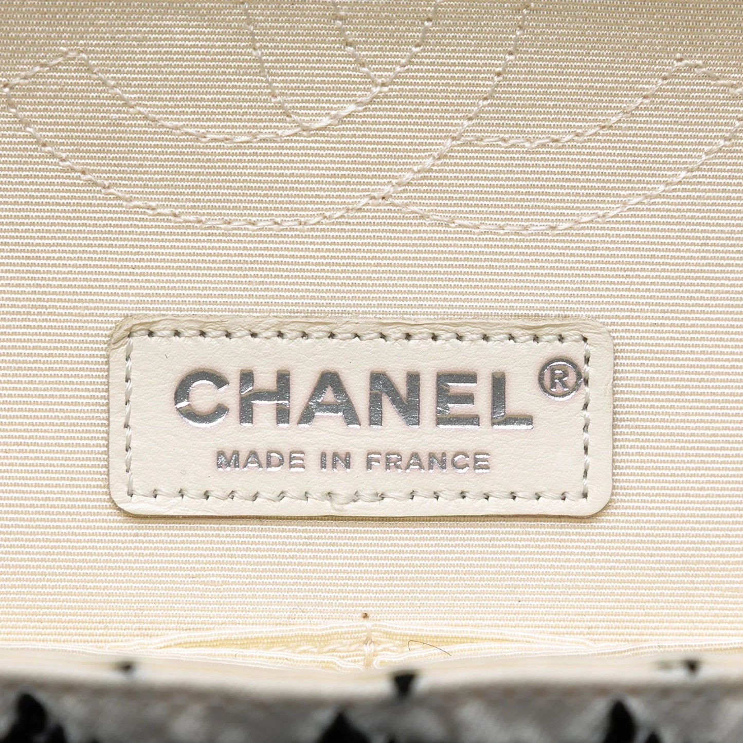 White Chanel Medium Classic Embroidered Canvas Double Flap Shoulder Bag