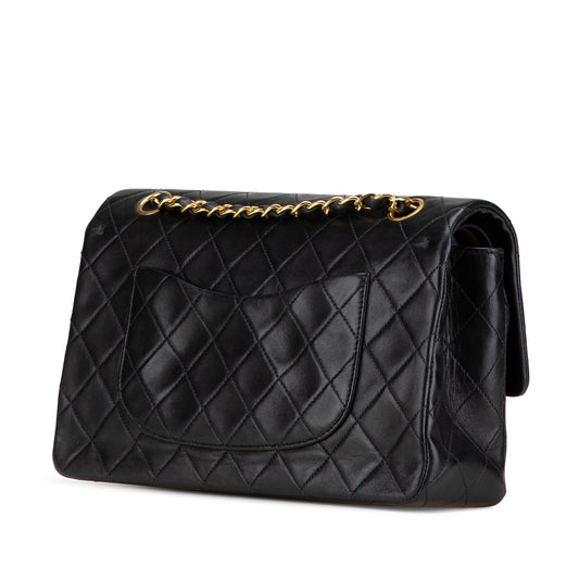 Black Chanel Medium Classic Lambskin Double Flap Shoulder Bag