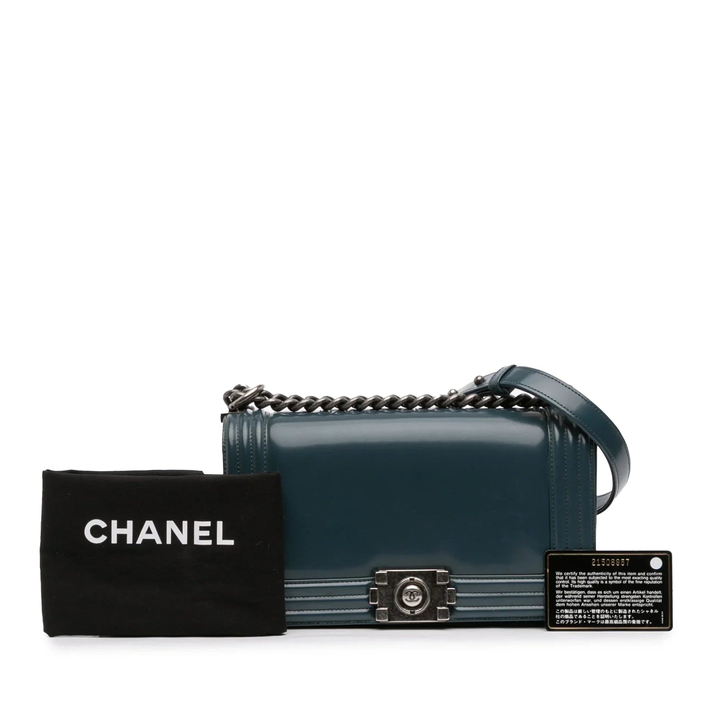 Blue Chanel Old Medium Glazed Calfskin Boy Flap Crossbody Bag