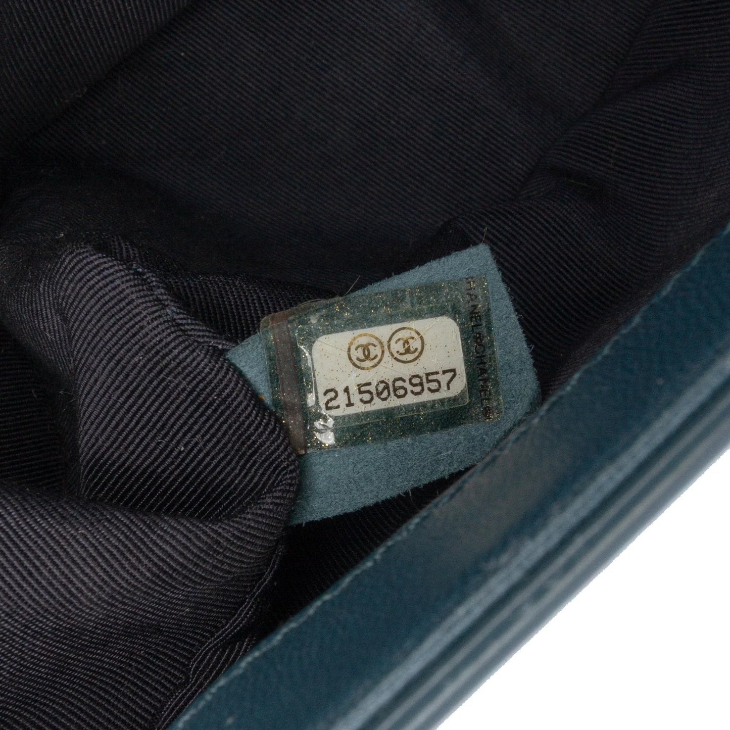 Blue Chanel Old Medium Glazed Calfskin Boy Flap Crossbody Bag