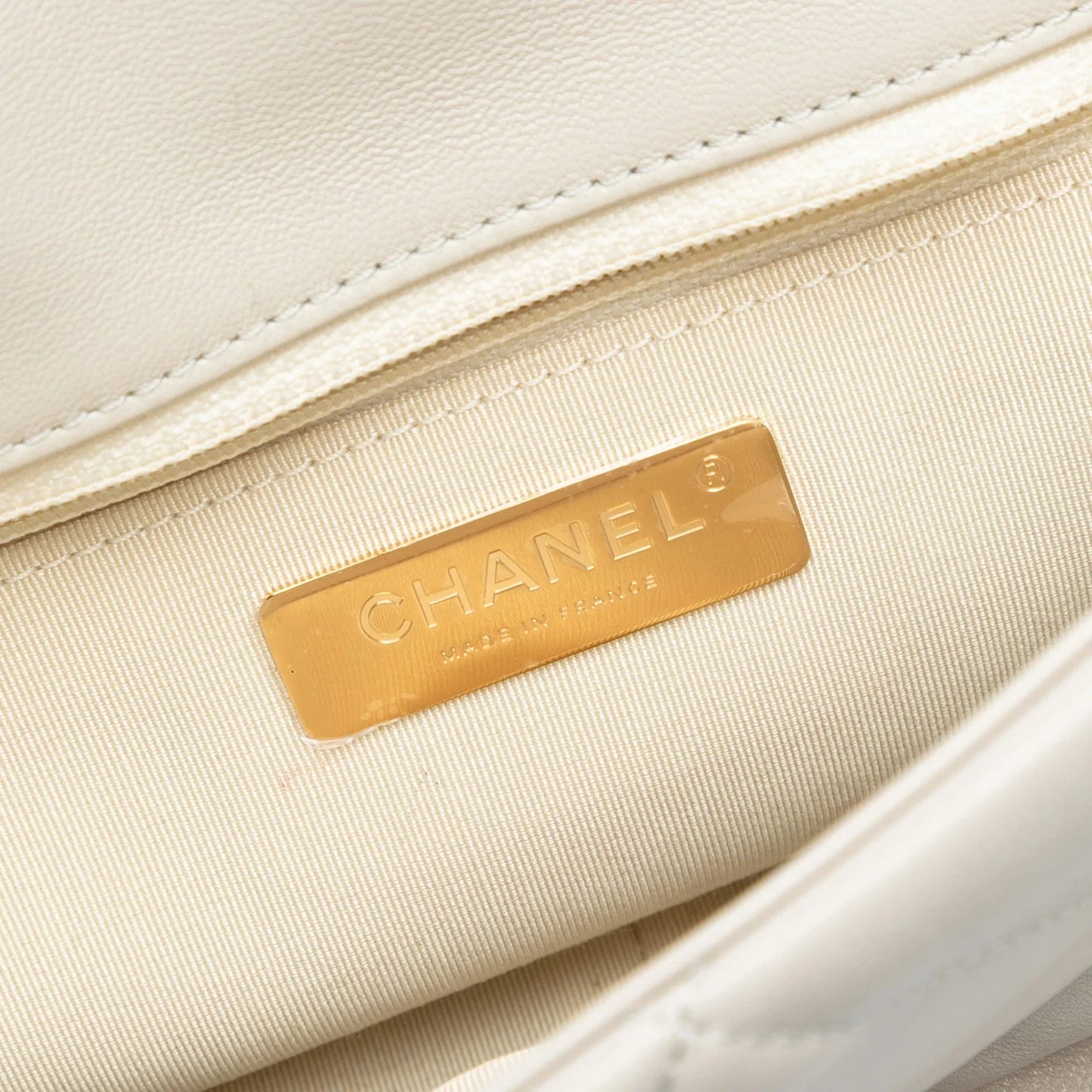 White Chanel Large Lambskin 19 Flap Satchel