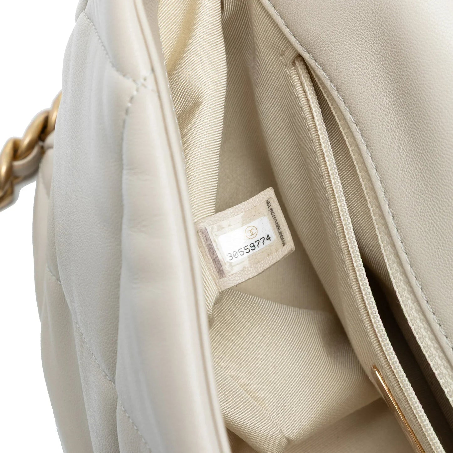 White Chanel Large Lambskin 19 Flap Satchel
