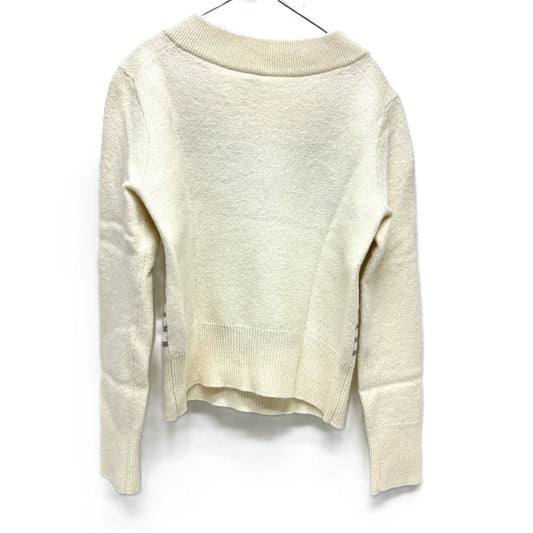 HERMES sweater cashmere White x gray x yellow Collar button border 36
