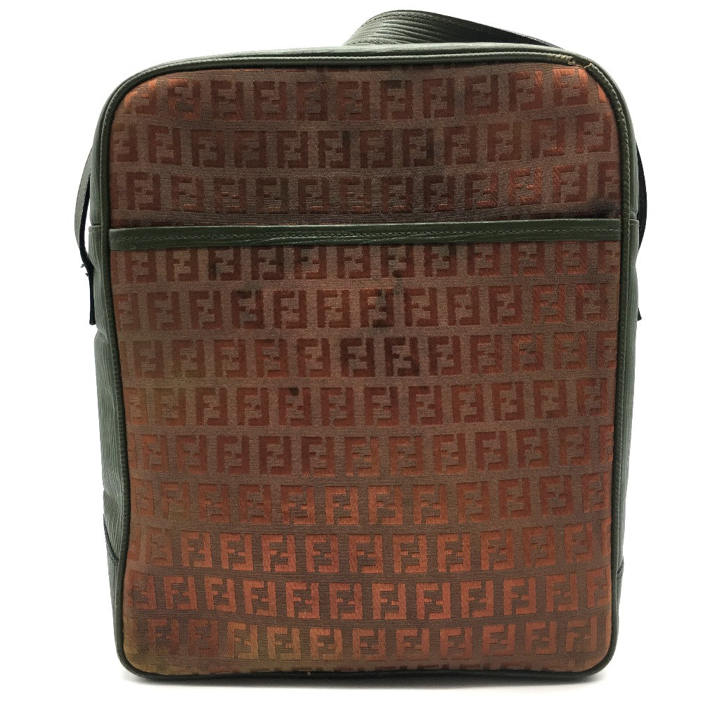 FENDI Shoulder Bag PVC / Leather Khaki x Brown type Zucchino ZuccaPattern logoPattern pochette   old Women