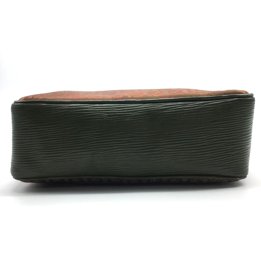 FENDI Shoulder Bag PVC / Leather Khaki x Brown type Zucchino ZuccaPattern logoPattern pochette   old Women