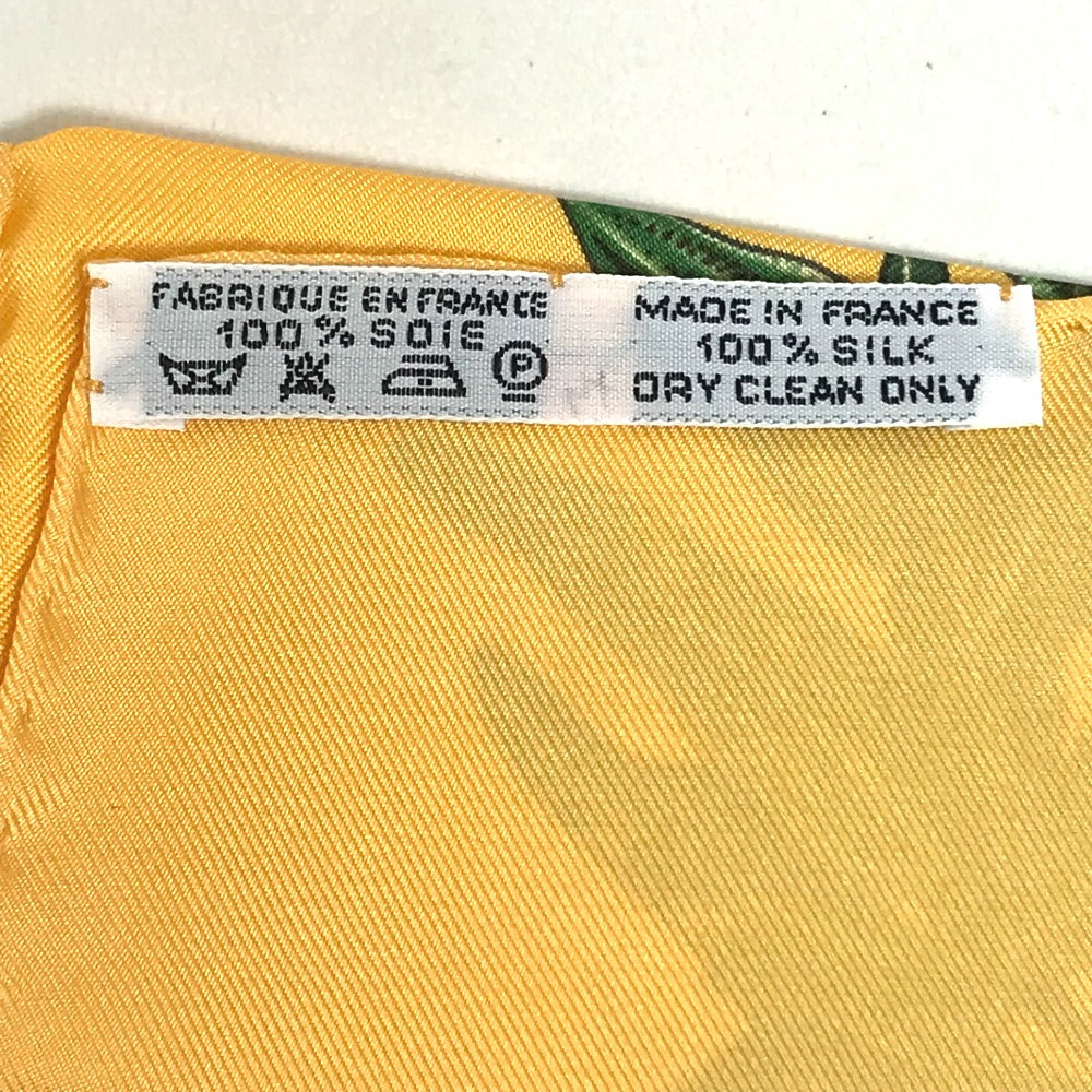 HERMES scarf silk Yellow x green Carre90 Passiflores Passion Flower Women  d