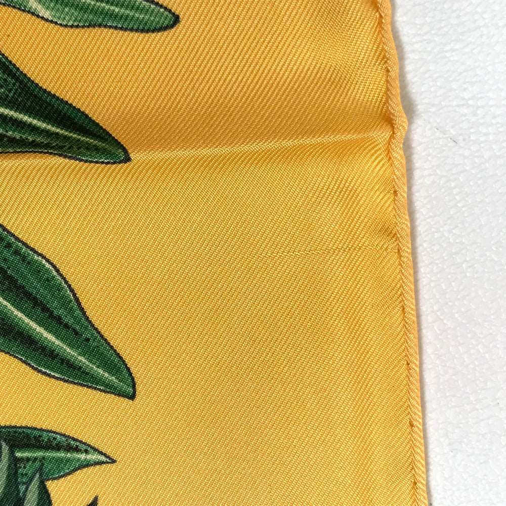 HERMES scarf silk Yellow x green Carre90 Passiflores Passion Flower Women  d