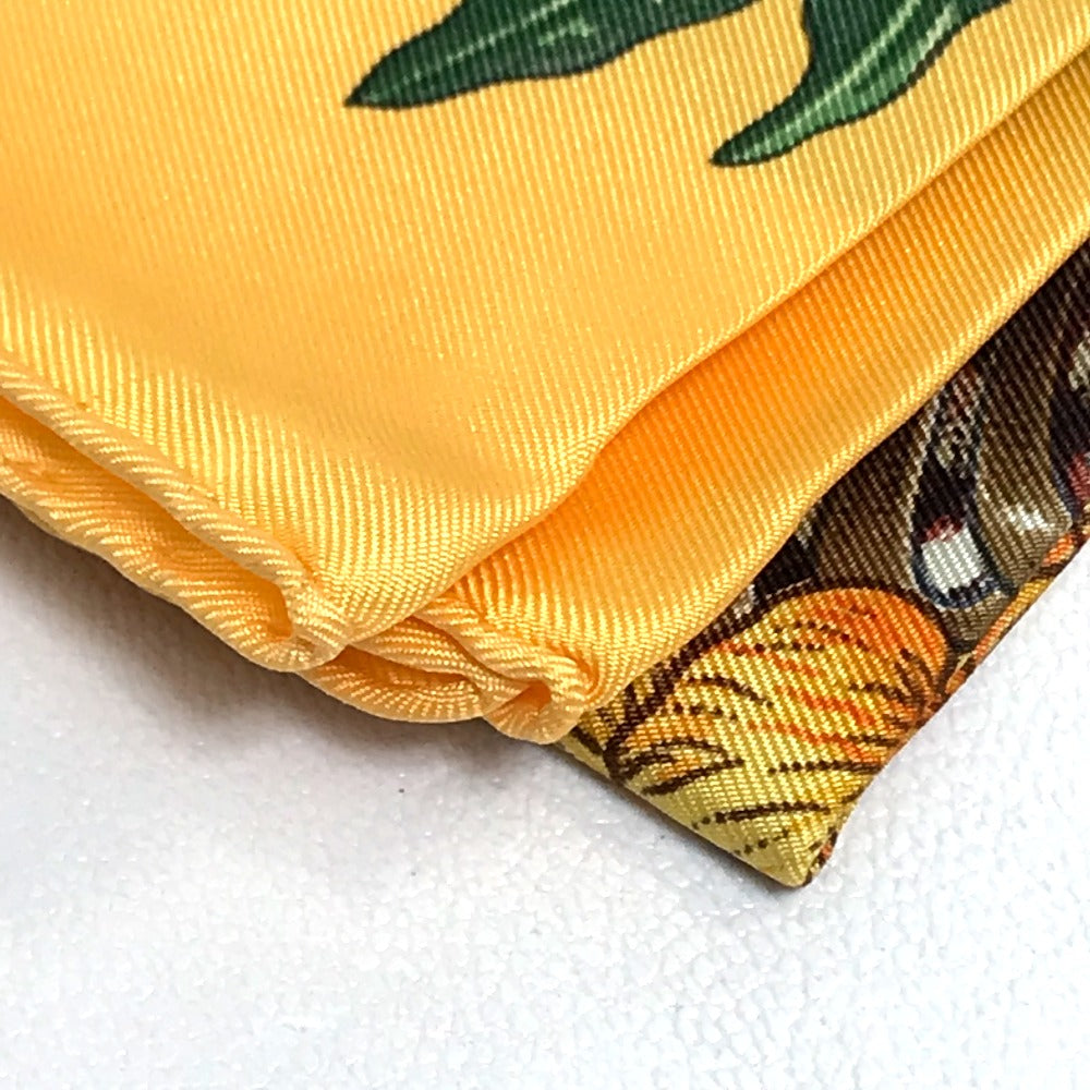 HERMES scarf silk Yellow x green Carre90 Passiflores Passion Flower Women  d