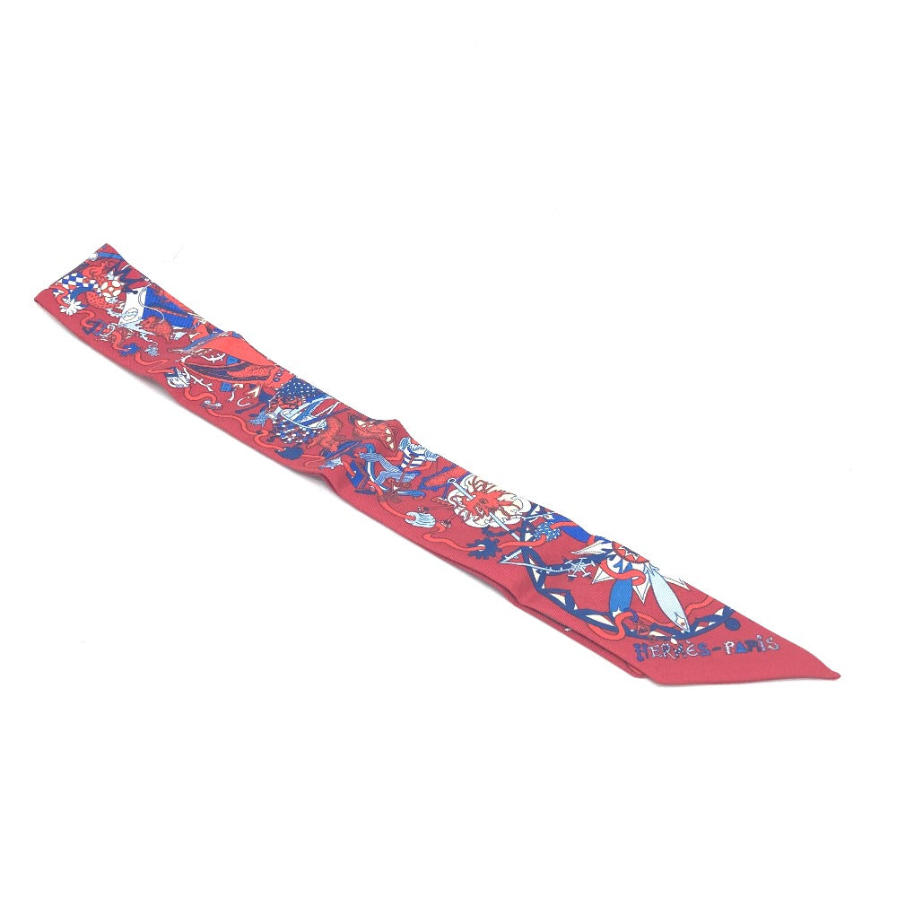 HERMES scarf silk Red animal Women  d