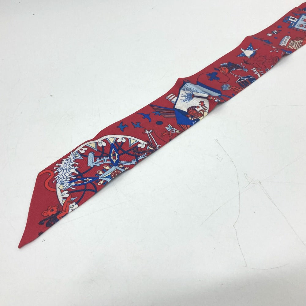 HERMES scarf silk Red animal Women  d