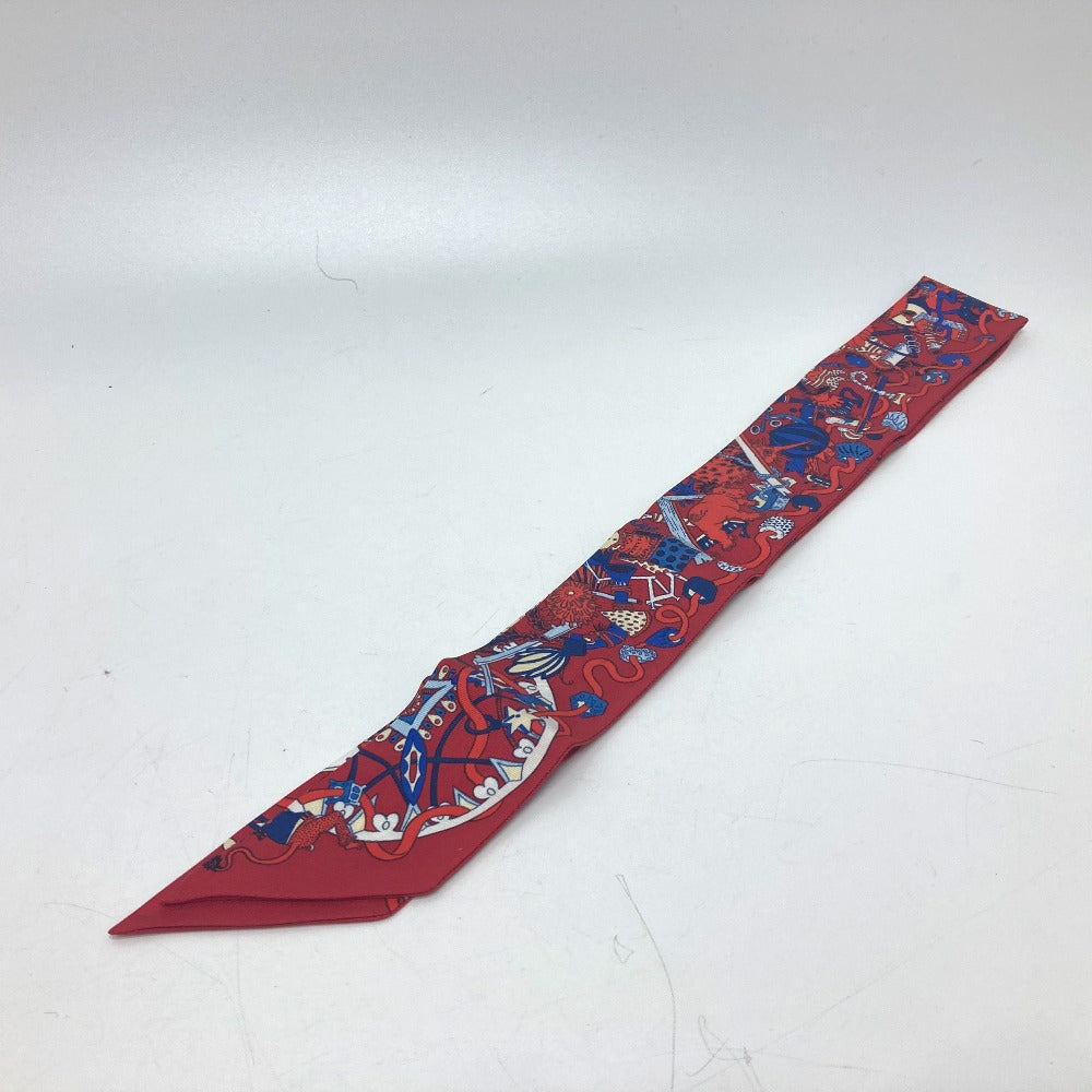 HERMES scarf silk Red animal Women  d