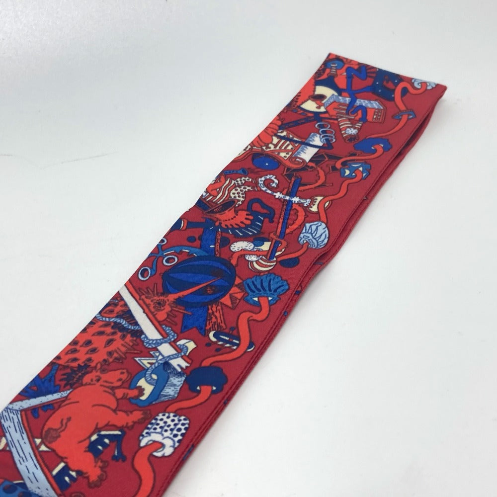 HERMES scarf silk Red animal Women  d