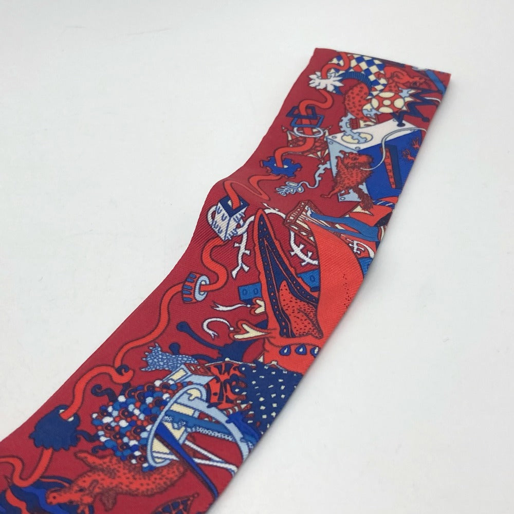 HERMES scarf silk Red animal Women  d