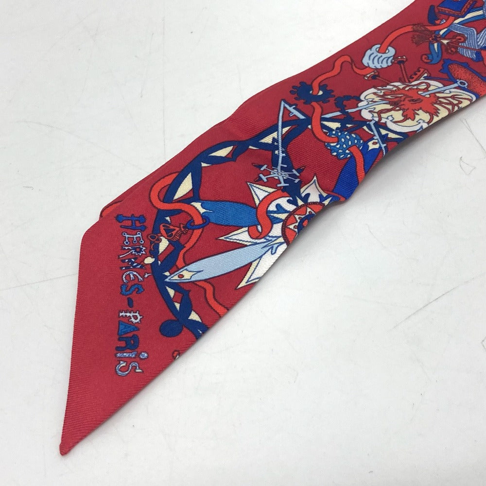 HERMES scarf silk Red animal Women  d