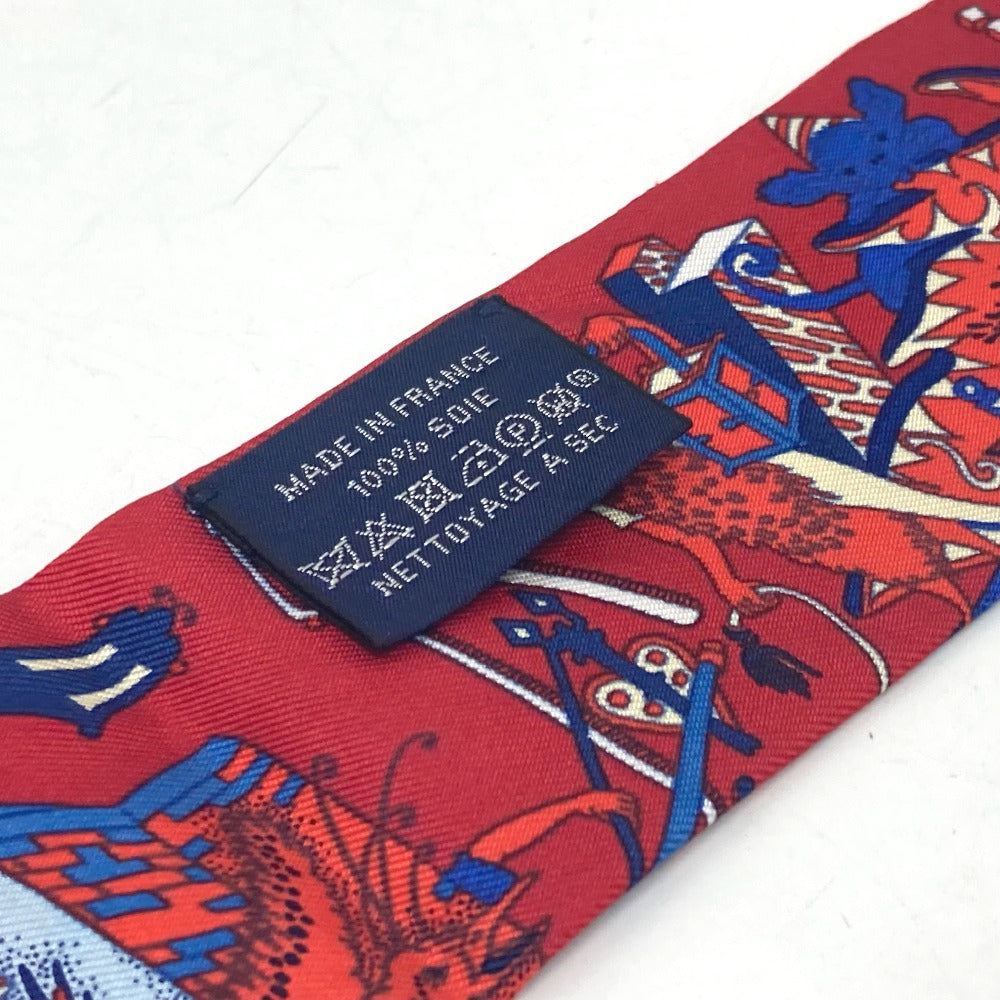 HERMES scarf silk Red animal Women  d