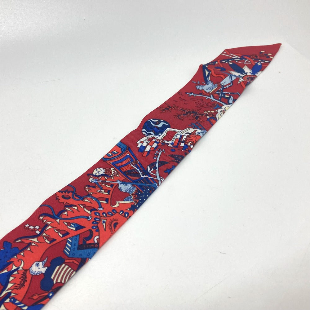 HERMES scarf silk Red animal Women  d