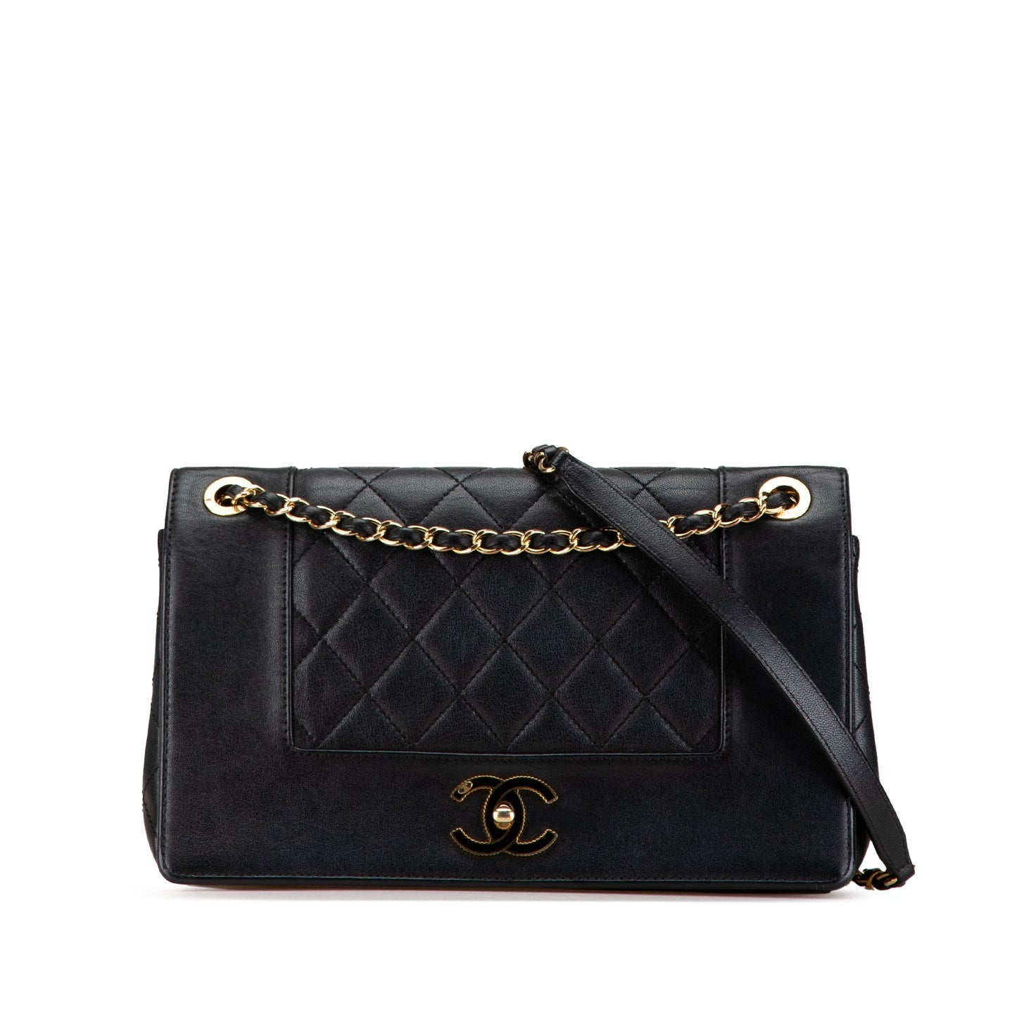 Black Chanel Medium Lambskin Mademoiselle   Double Flap Crossbody Bag