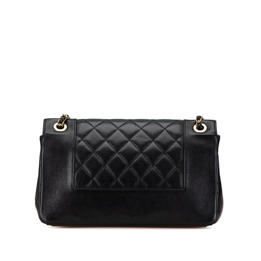 Black Chanel Medium Lambskin Mademoiselle   Double Flap Crossbody Bag