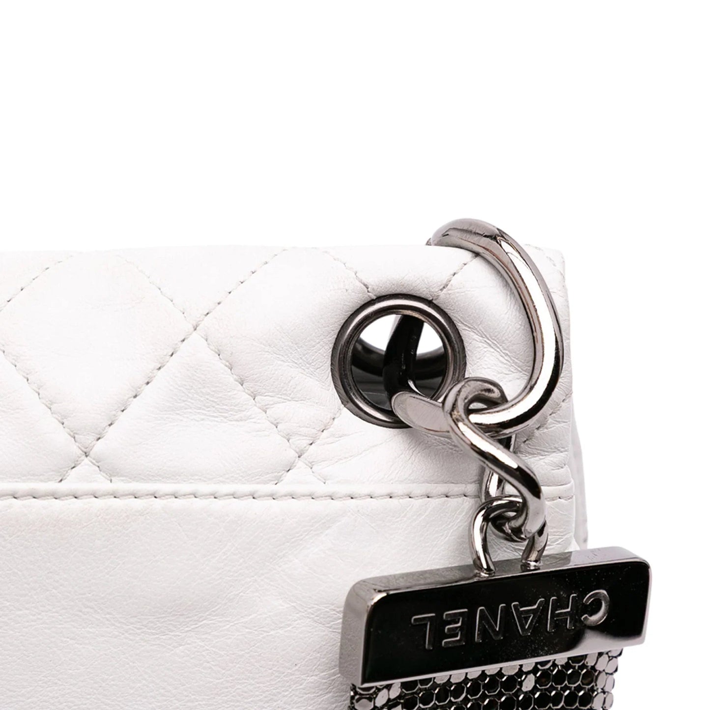 White Chanel CC Quilted Soft Lambskin Chain Mail Shoulder Bag