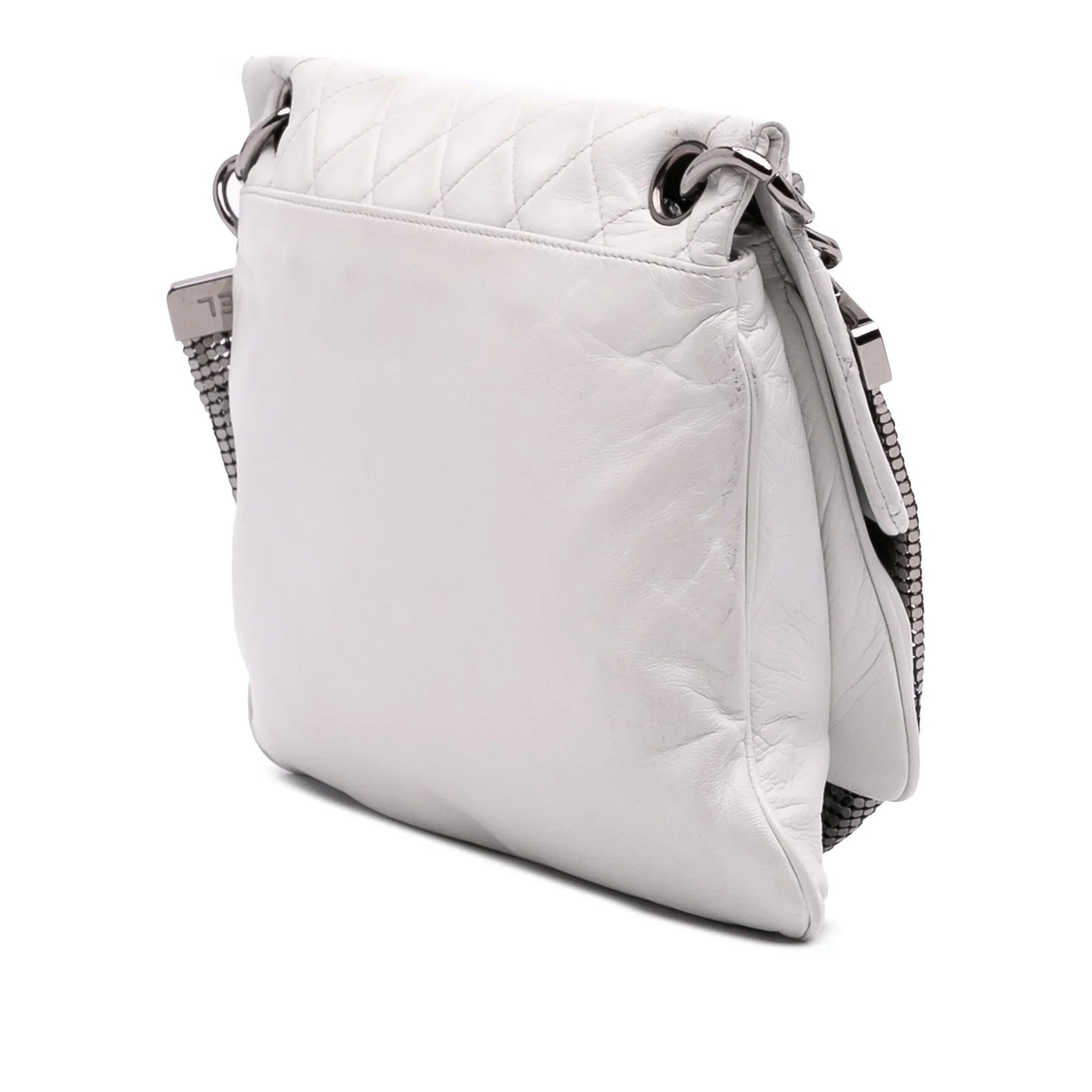 White Chanel CC Quilted Soft Lambskin Chain Mail Shoulder Bag