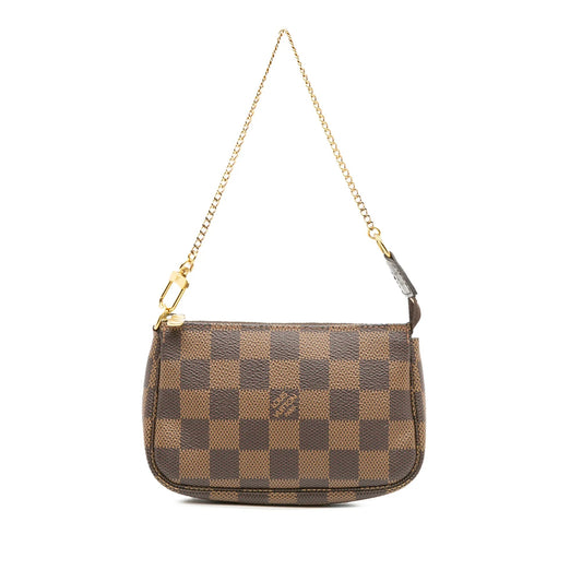 Brown Louis Vuitton Damier Ebene Mini Pochette Accessoires Handbag