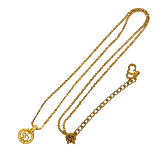 Gold Dior Gold Plated CD Logo Pendant Necklace