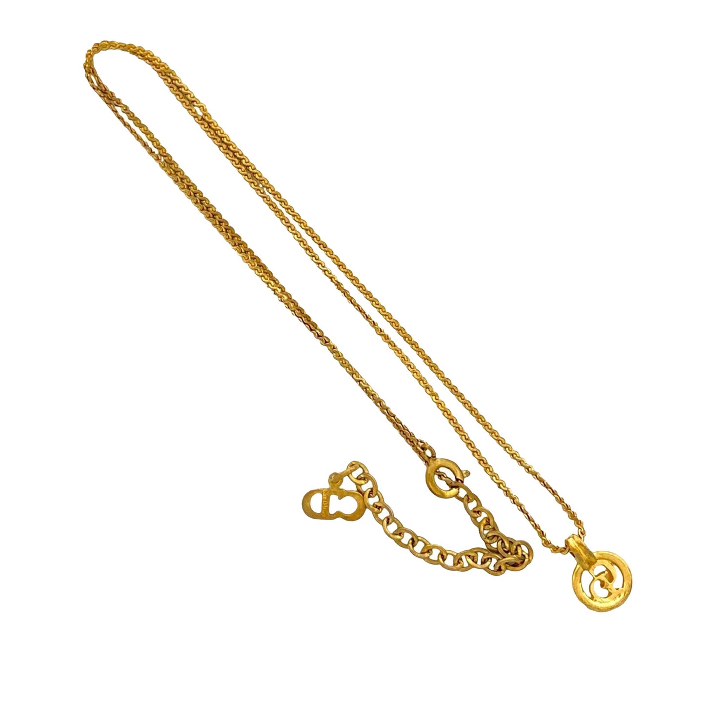 Gold Dior Gold Plated CD Logo Pendant Necklace