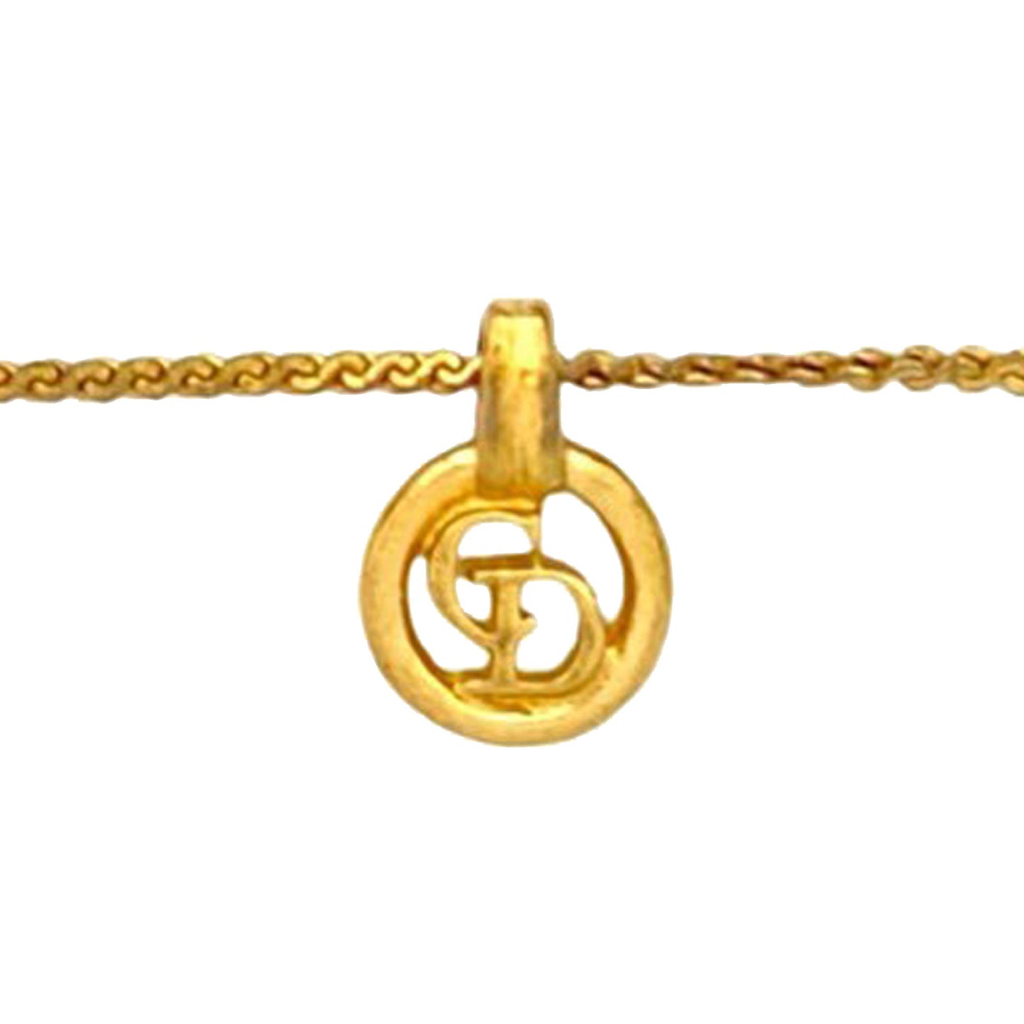 Gold Dior Gold Plated CD Logo Pendant Necklace