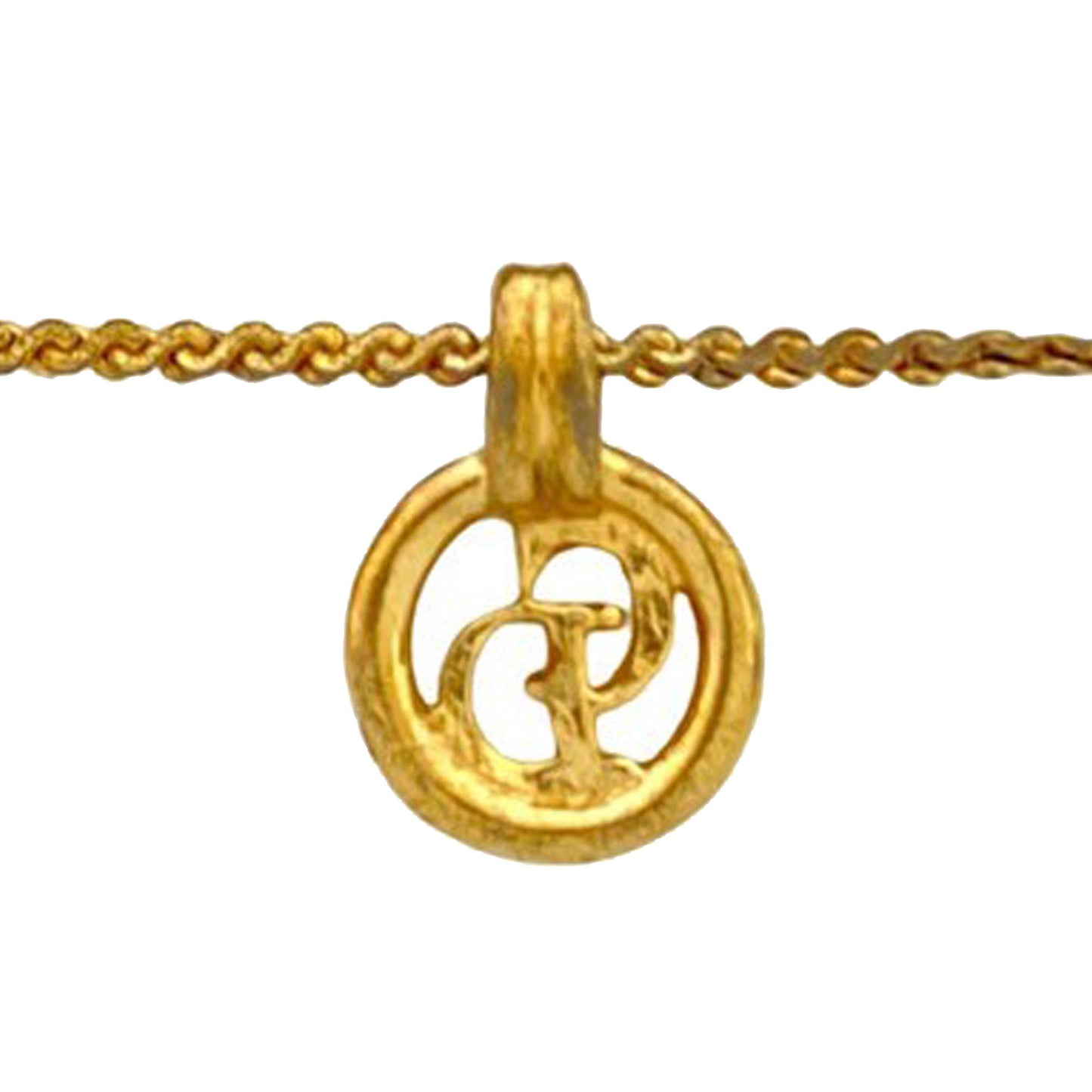 Gold Dior Gold Plated CD Logo Pendant Necklace