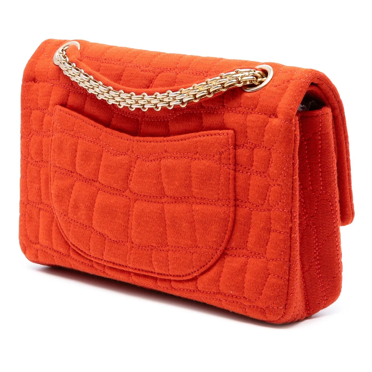 Orange Chanel Reissue 2.55 Quilted Jersey Coco Croc Double Flap 225 Shoulder Bag