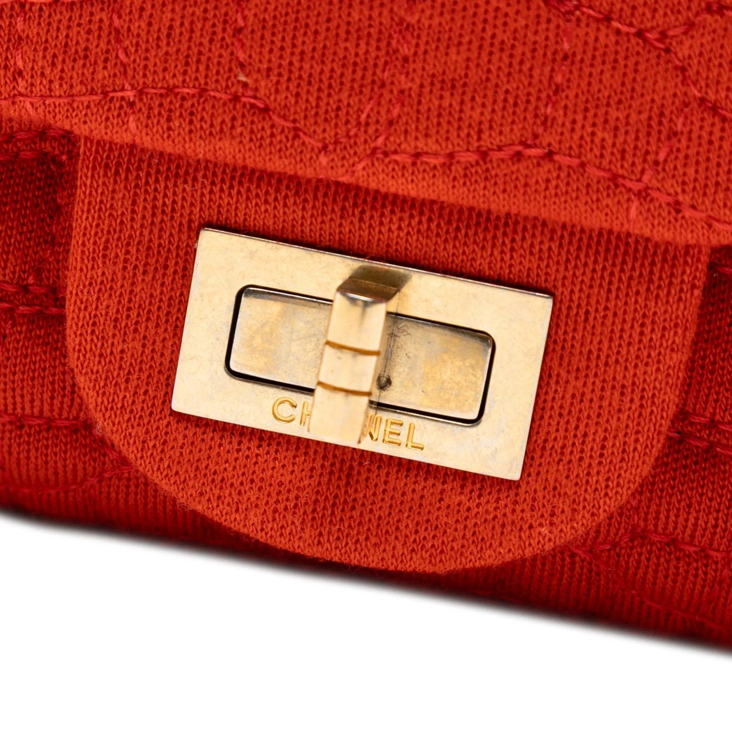 Orange Chanel Reissue 2.55 Quilted Jersey Coco Croc Double Flap 225 Shoulder Bag