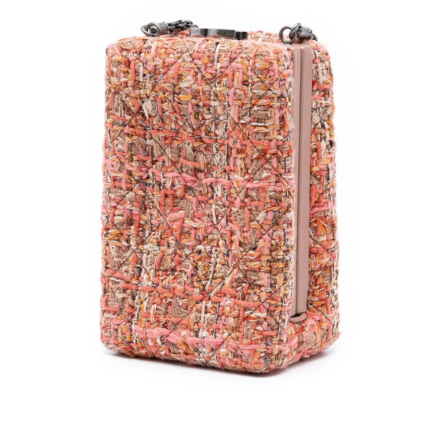 Pink Chanel CC Tweed Chain Vertical Box Crossbody