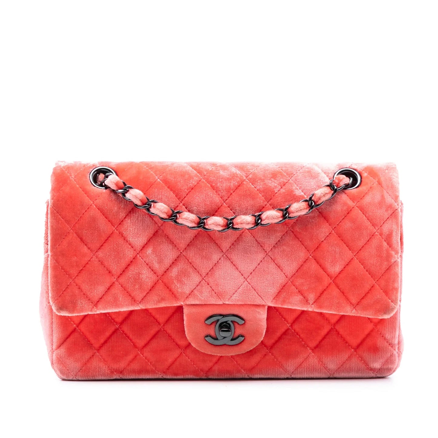 Red Chanel Medium Classic Velvet Double Flap Shoulder Bag