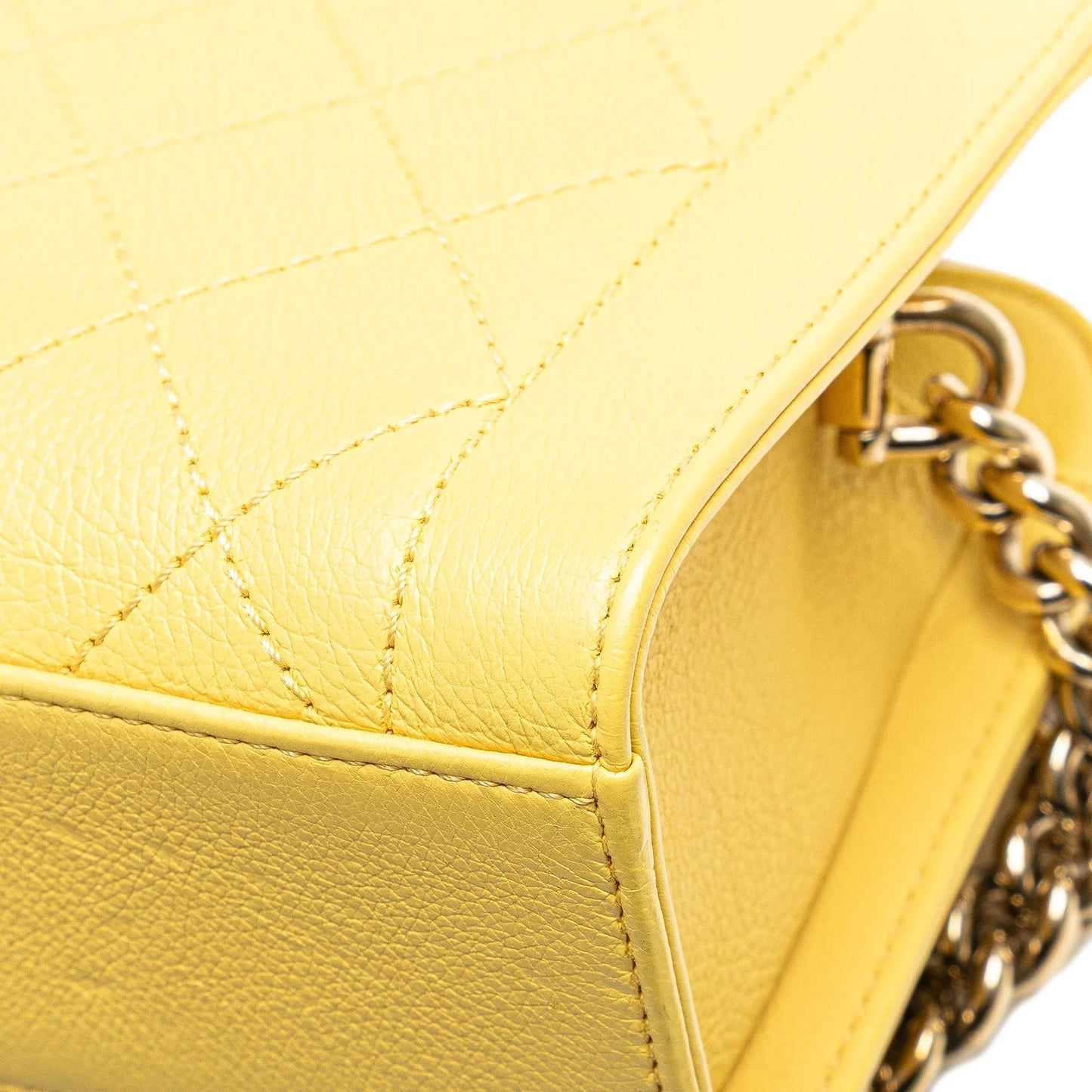 Yellow Chanel Mini Calfskin Label  Shopping Tote Satchel