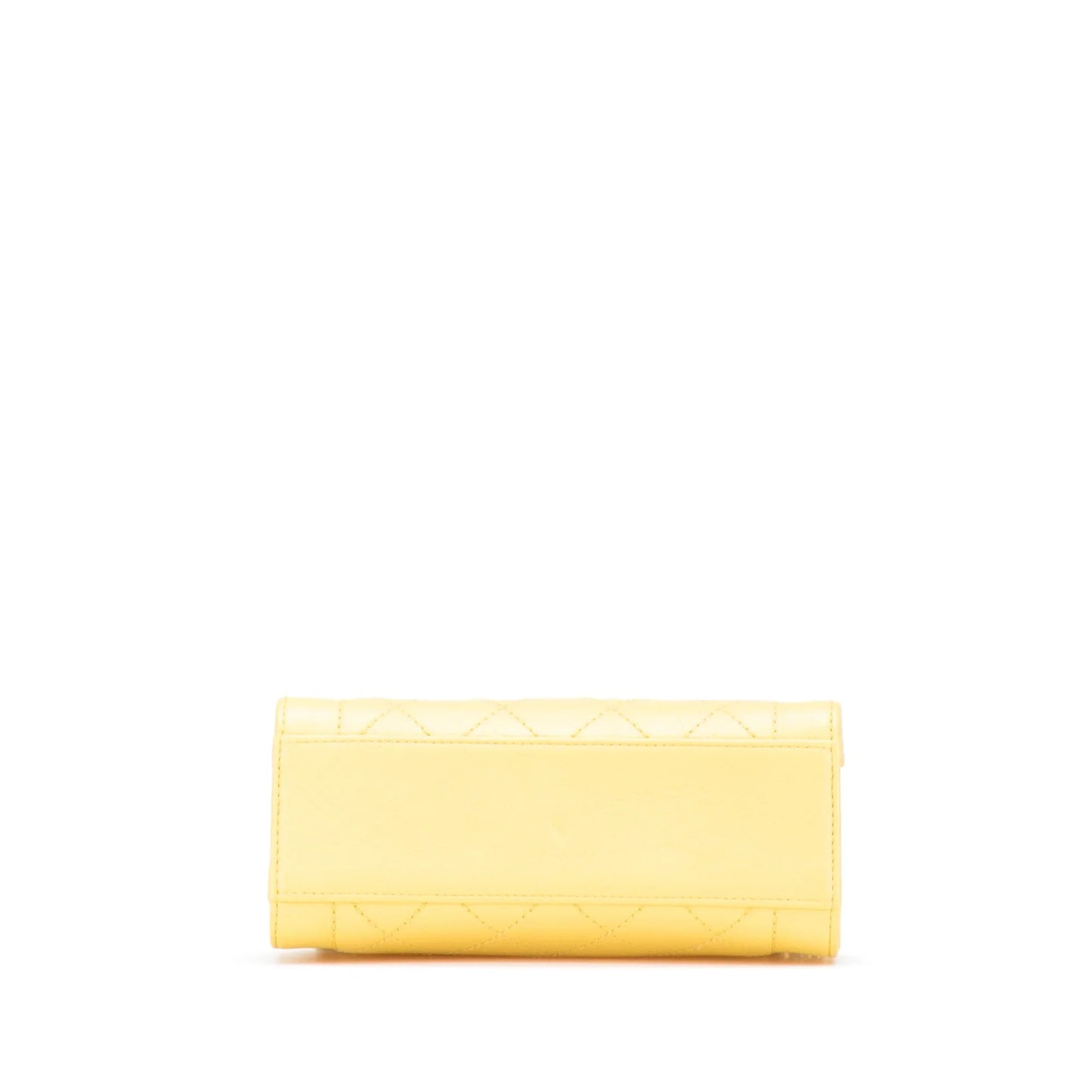 Yellow Chanel Mini Calfskin Label  Shopping Tote Satchel